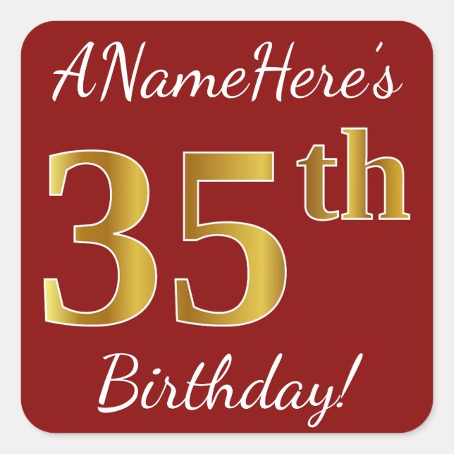 Rouge, Faux Gold 35e anniversaire + Autocollant de (Devant)