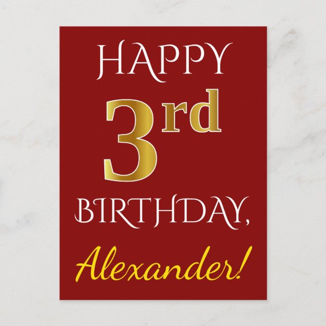 Rouge, Faux Gold 3e anniversaire + Carte postale N (Devant)