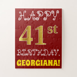 Rouge, Faux Gold 41e anniversaire + Puzzle de nom 