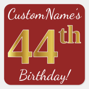 Rouge, Faux Gold 44e Anniversaire + Autocollant de