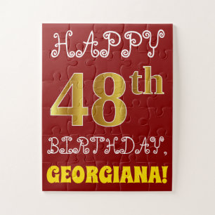 Rouge, Faux Gold 48e anniversaire + Puzzle de nom
