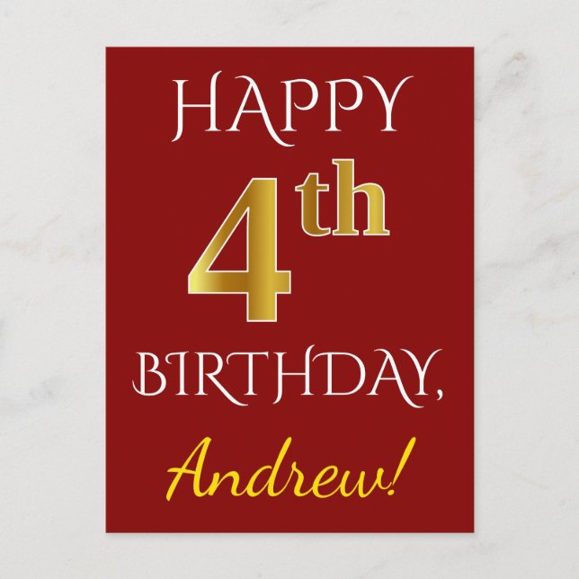 Rouge, Faux Gold 4e anniversaire + Carte postale N (Devant)