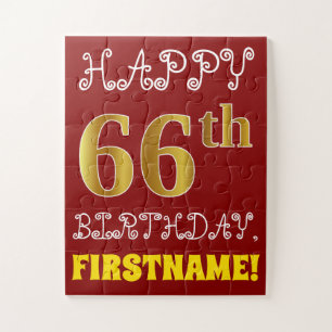 Rouge, Faux Gold 66e anniversaire + Puzzle de nom