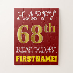 Rouge, Faux Gold 68e anniversaire + Puzzle de nom