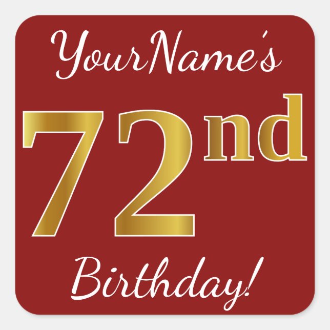 Rouge, Faux Gold 72e anniversaire + Autocollant de (Devant)