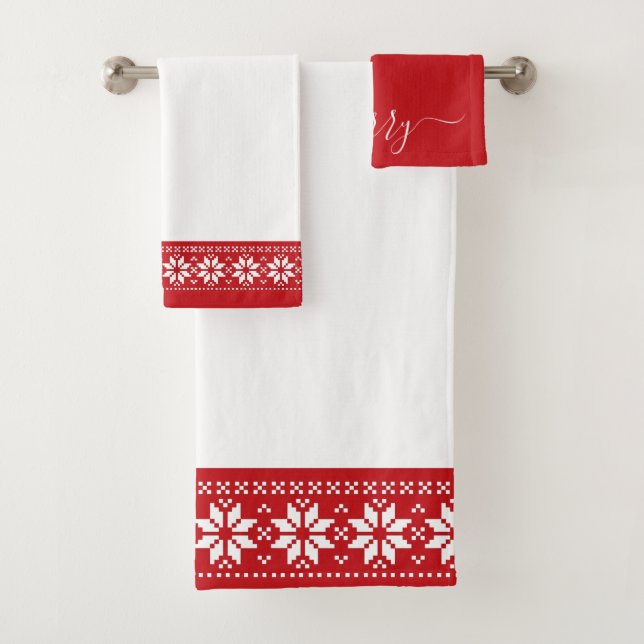Rouge festif Blanc motif scandinave Noël (En situation)