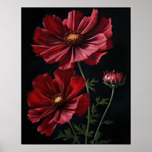 Rouge Fleurs Cosmos Art Imprimer Poster