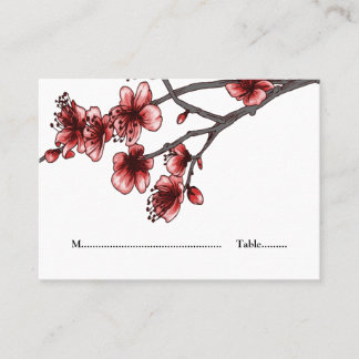 Rouge Fleurs de cerisier simples Cartes de place