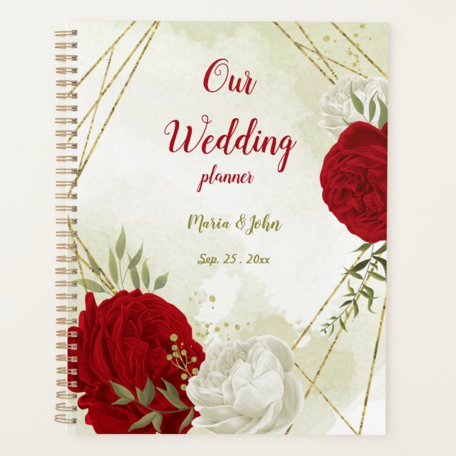 rouge floral blanc verdure mariage (Devant)