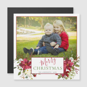 Rouge Floral Hand Lettré Photo Holiday Salutation
