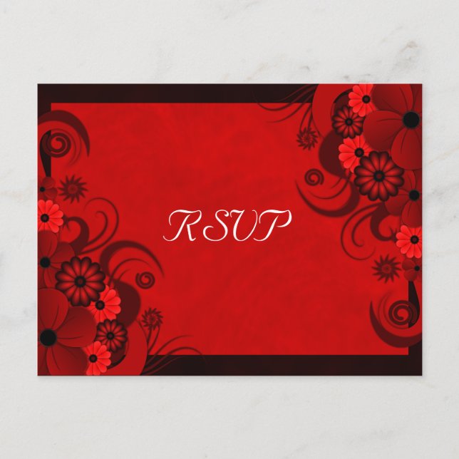 Rouge foncé Floral gothique Élégant Cartes de répo (Devant)