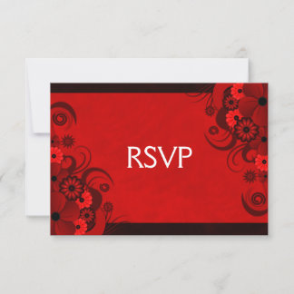 Rouge foncé Floral gothique Élégant Cartes de répo
