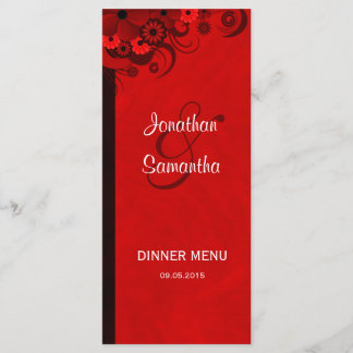 Rouge foncé Floral gothique Mariage Dîner Carte Me