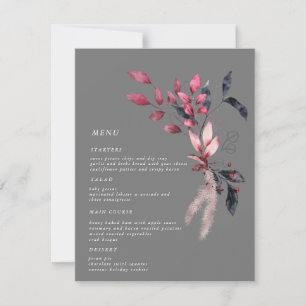 rouge froid hiver floral Mariage dîner Carte menu