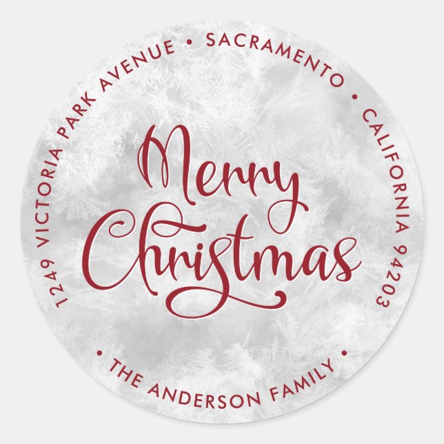 Rouge gelé Joyeux Noël Retour Adresse Étiquettes (Devant)