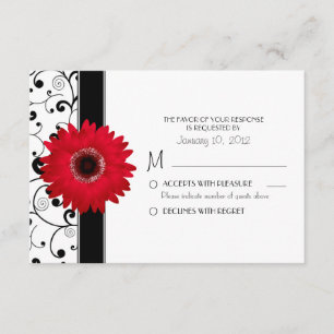 Rouge Gerbera Daisy avec noir Scroll Design RSVP