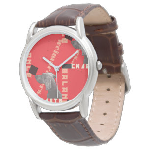 ROUGE GRAPHIQUE WEIM hommes montre cuir marron