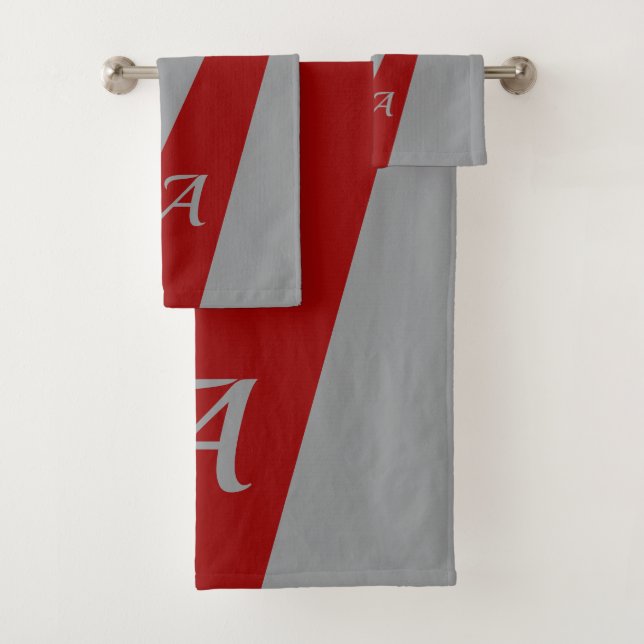 Rouge gris moderne élégant chic audacieux monogram (En situation)