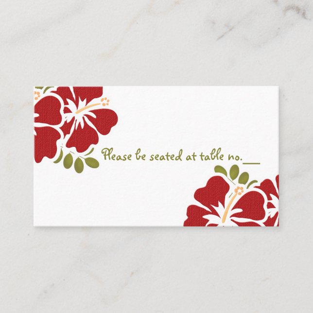 Rouge Hibiscus Mariage Table Cartes de Place (Devant)