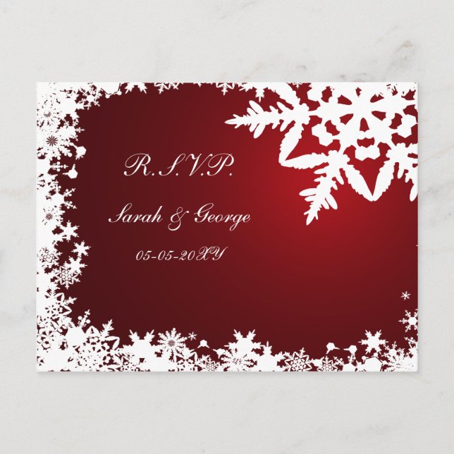 rouge hiver Mariage carte rsvp (Devant)