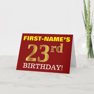 Rouge, Imitation Or "23e anniversaire" Carte d'ann