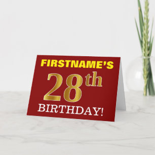Rouge, Imitation Or "28e anniversaire" Carte d'ann