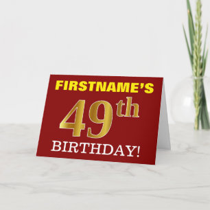 Rouge, Imitation Or "49e ANNIVERSAIRE" Carte d'ann