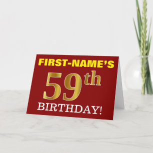 Rouge, Imitation Or "59e anniversaire" Carte d'ann