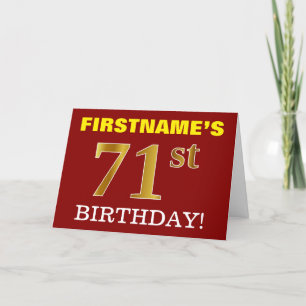 Rouge, Imitation Or "71ème anniversaire" Carte d'a