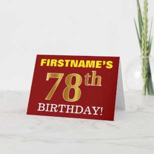 Rouge, Imitation Or "78e anniversaire" Carte d'ann