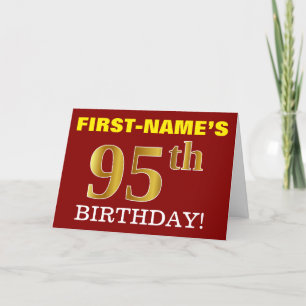 Rouge, Imitation Or "95e anniversaire" Carte d'ann