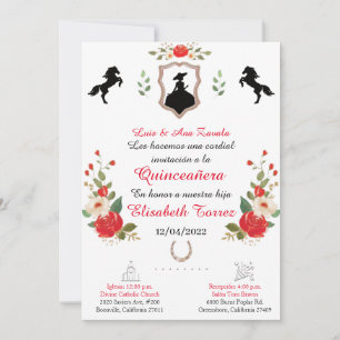 Rouge, Invitation Occidentale Cowgirl, Quinceanera