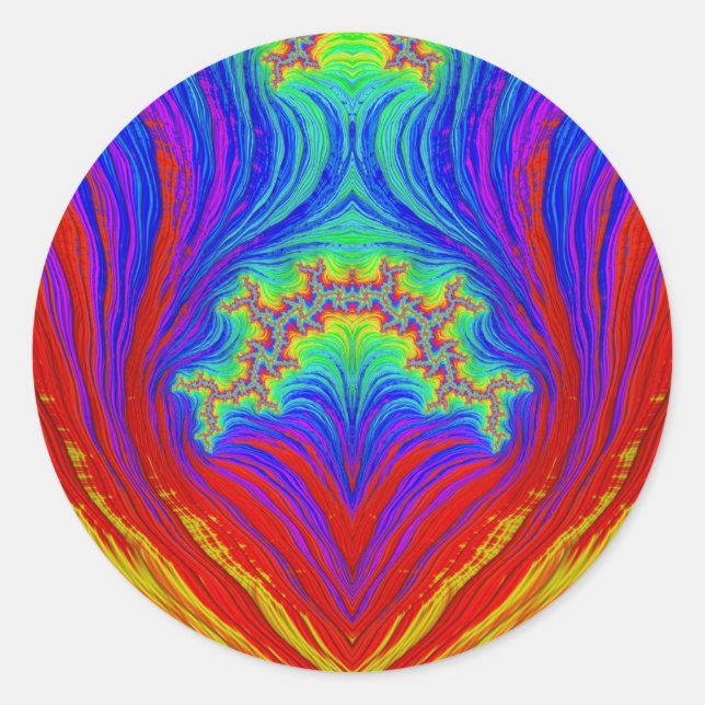 Rouge jaune bleu vert ~ Sticker rond classique (Devant)