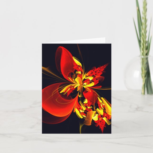 Rouge Jaune Floral Moderne Résumé Modèle Art #10 (Devant)