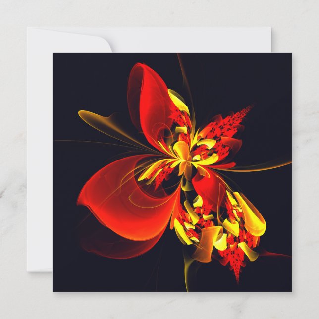 Rouge Jaune Floral Moderne Résumé Modèle Art #10 (Devant)