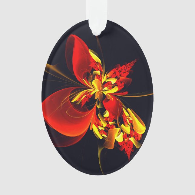 Rouge Jaune Floral Moderne Résumé Modèle Art #10 (devant)