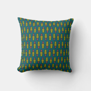 Rouge, Jaune, Noir, Tribal sur Coussin Turquoise, 