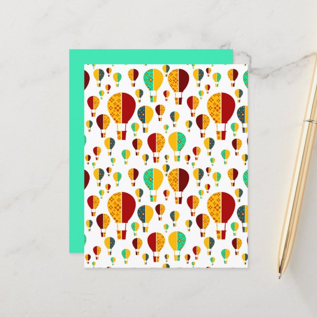 Rouge Jaune Nouveau-Mexique Zia Hot Air Balloon (Devant/Arrière en situation)