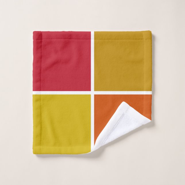 Rouge, Jaune, Or et Carré orange (Gant de toilette)