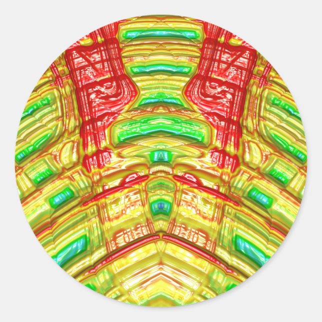 Rouge jaune vert ~ Sticker rond classique (Devant)