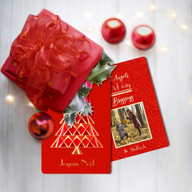Rouge Joyeux Noel Photo Carte de Noël (Créateur téléchargé)