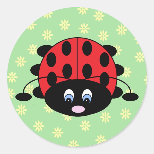 Rouge Ladybug avec Stickers Fleurs (Devant)