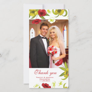 Rouge + Lime Vert fleurs de pavot mariage Merci