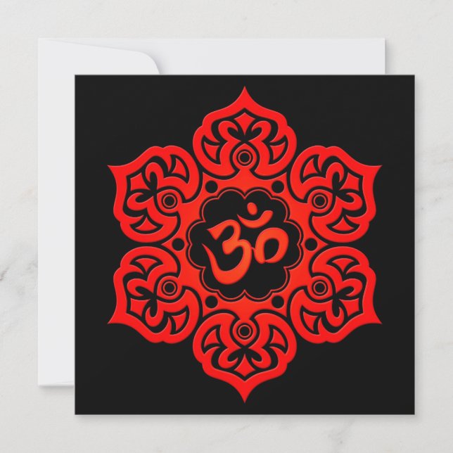 Rouge Lotus Om Flower sur Noir (Devant)