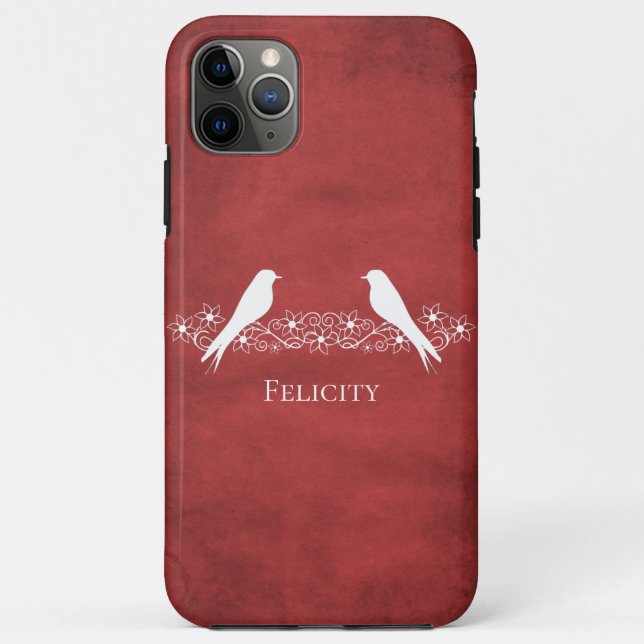 Rouge Lovebirds Floral Vine coque iphone (Dos)
