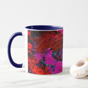 Rouge Magenta Bleu foncé Mug d'art Abstrait