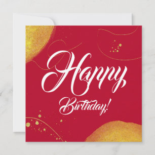Rouge minime moderne heureux anniversaire or plat
