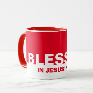 Rouge moderne BLESSÉ Au Nom De Jésus Mug Chrétien