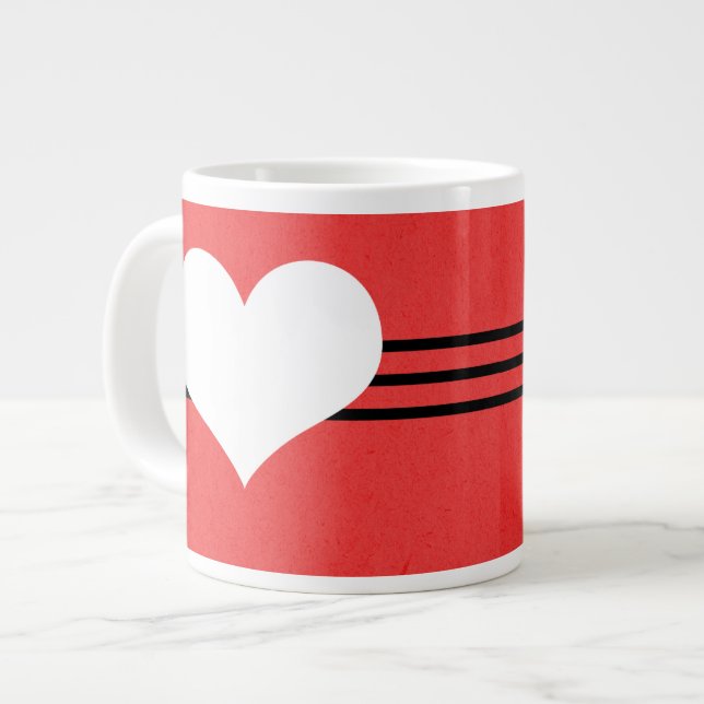 Rouge moderne Coeur Jumbo Mug (Devant gauche)