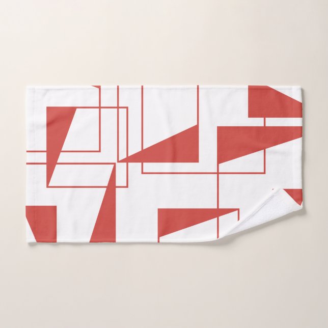 Rouge, moderne, dynamique, motif géométrique tenda (Serviette à main)